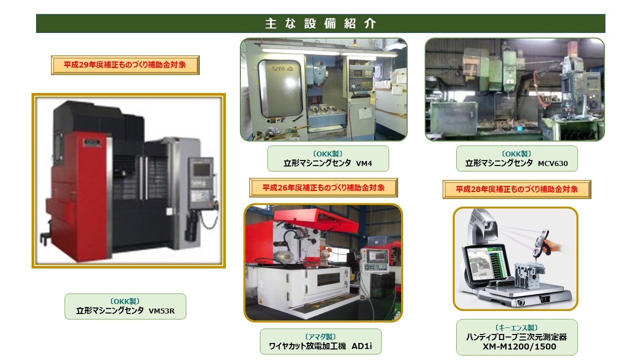 立形マシニングセンタ　VM4 立形マシニングセンタ　MCV630 立形マシニングセンタ　VM53R ワイヤカット放電加工機　AD1i  