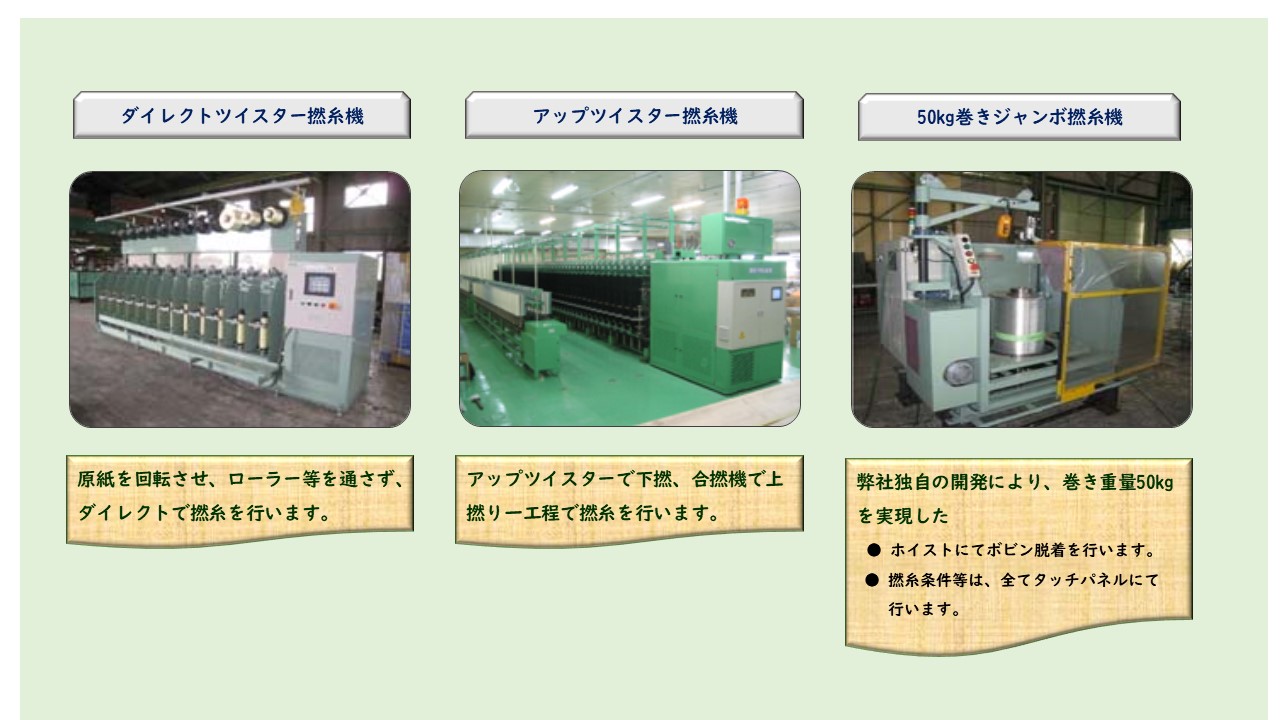 ダイレクトツイスター撚糸機　アップツイスター撚糸機　ジャンボ撚糸機　