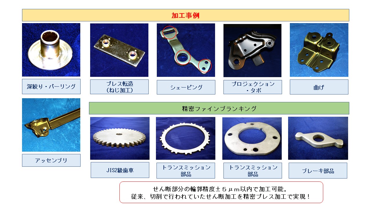 せん断部分の輪郭精度±５μｍ以内で加工可能