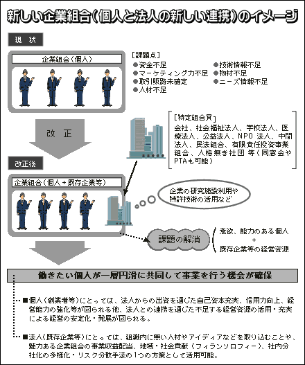 新しい企業組合(個人と法人の新しい連携)のイメージ